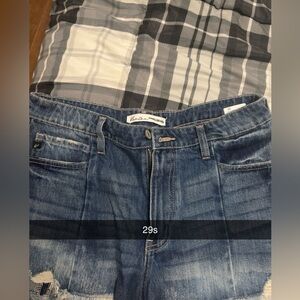 Vintage Wash Distressed Denim Shorts - Blue